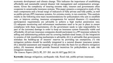 A Comparative Study of Public—Private Catastrophe Insurance Systems: Lessons from Current Practices