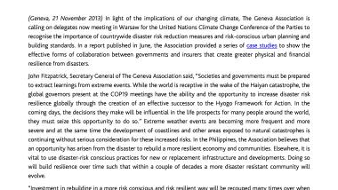 Press Release: The Geneva Association calls on UN climate delegates to take action on disaster risk reduction