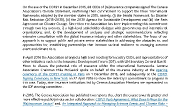 The Geneva Association Restates its Commitment on International Efforts to Address Climate Risk