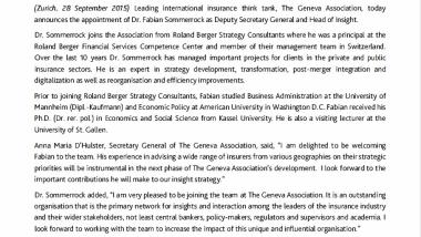 Geneva Association Appoints Deputy Secretary General and Head of Insight