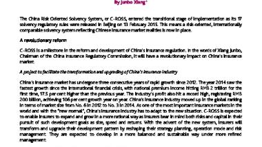 C-ROSS: A Major Reform of China’s Insurance Regulatory System