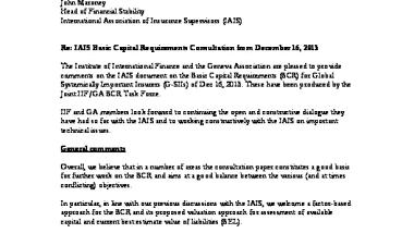 Joint GA/IIF Response on IAIS Basic Capital Requirements Consultation 16 December 2013