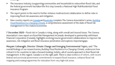 In Canada insurer-government collaboration on floods is growing and raising awareness is priority