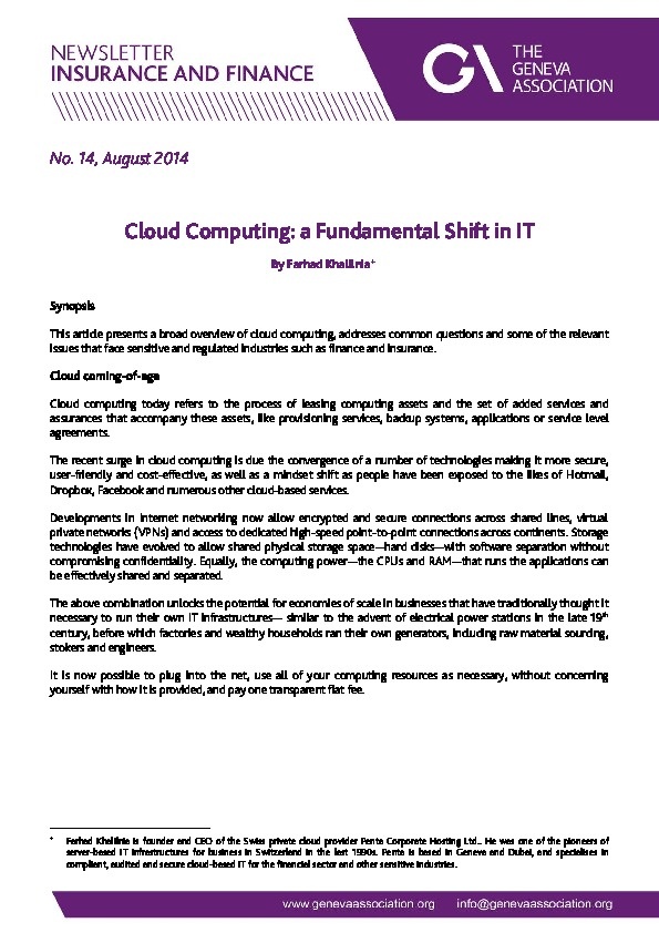 Cloud Computing A Fundamental Shift In It Geneva Association