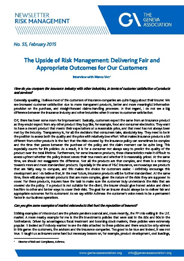 the upside of risk management delivering fair and appropriate